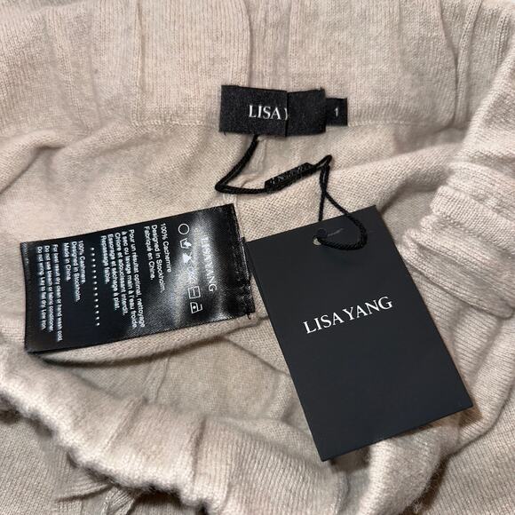 Lisa Yang Kiyo Tonal Track 100% Cashmere Sweater Shorts Sz 1 Small Medium Sand - Picture 5 of 11